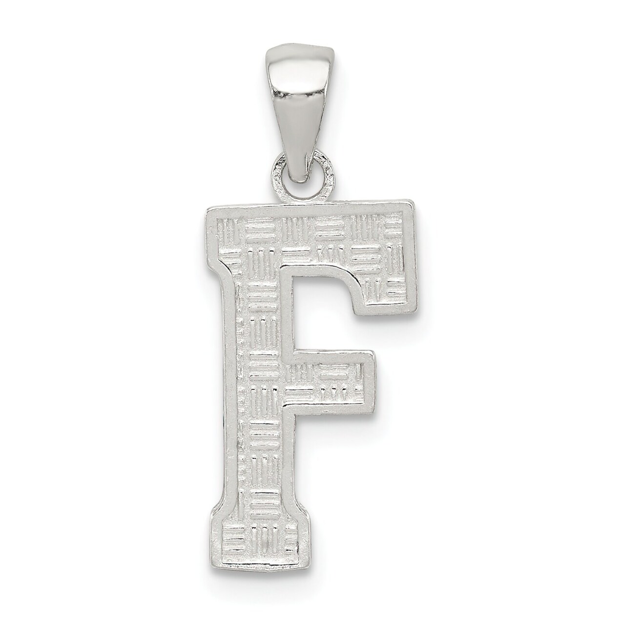 Sterling Silver Initial Letter F Charm Pendant Jewelry 25mm x 9mm